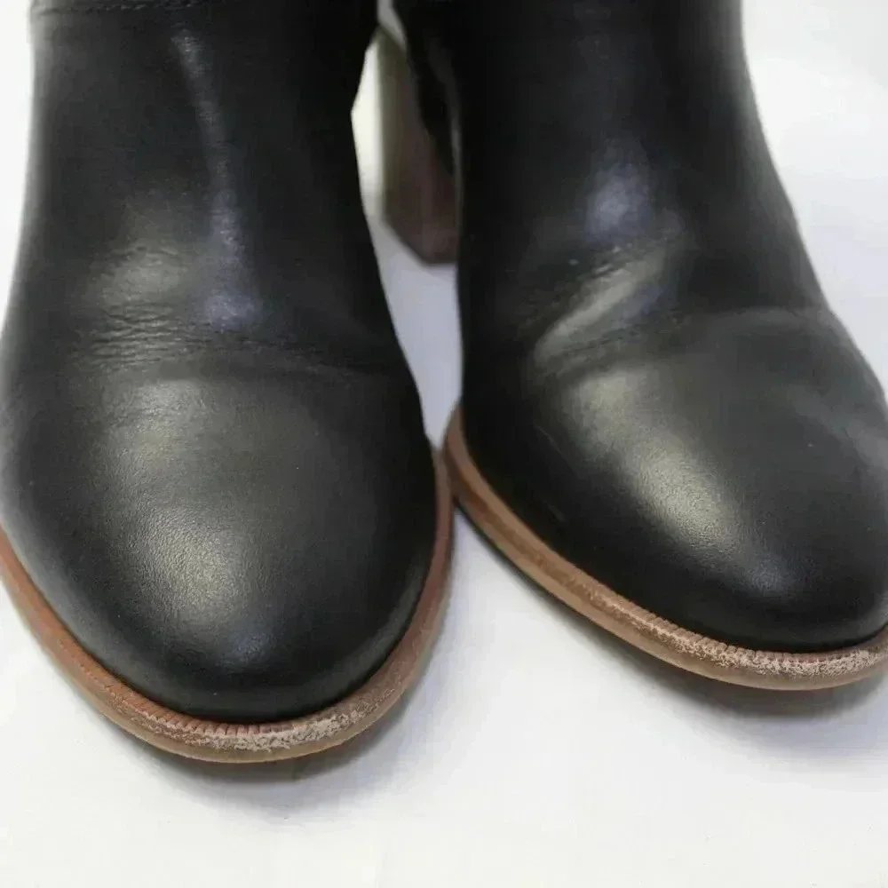 madewell black stacked heel booties 7